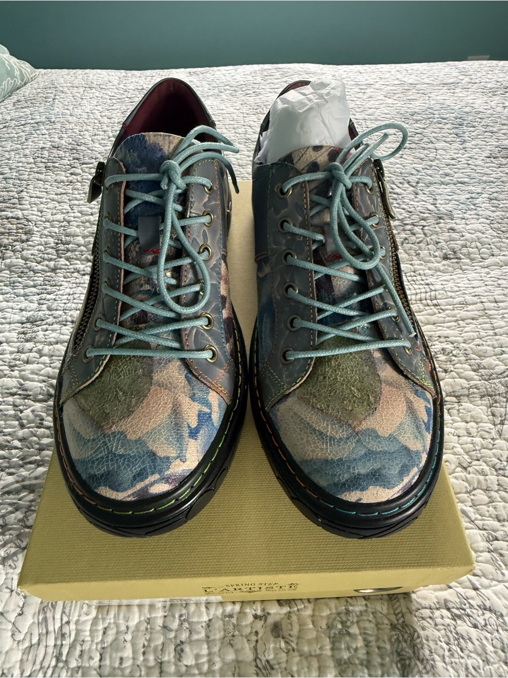 Spring Step Women's Lace-Up Camouflage Multi-Color Boots